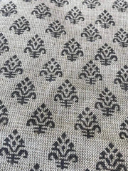 Block Print Handloom Linen Fabric Heavy Linen Fabric, Upholstery fabric ,pillow cover ,home décor Grey Colour - Rohiyaan